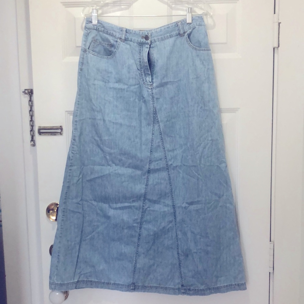 Light Wash Chambray Maxi Skirt
